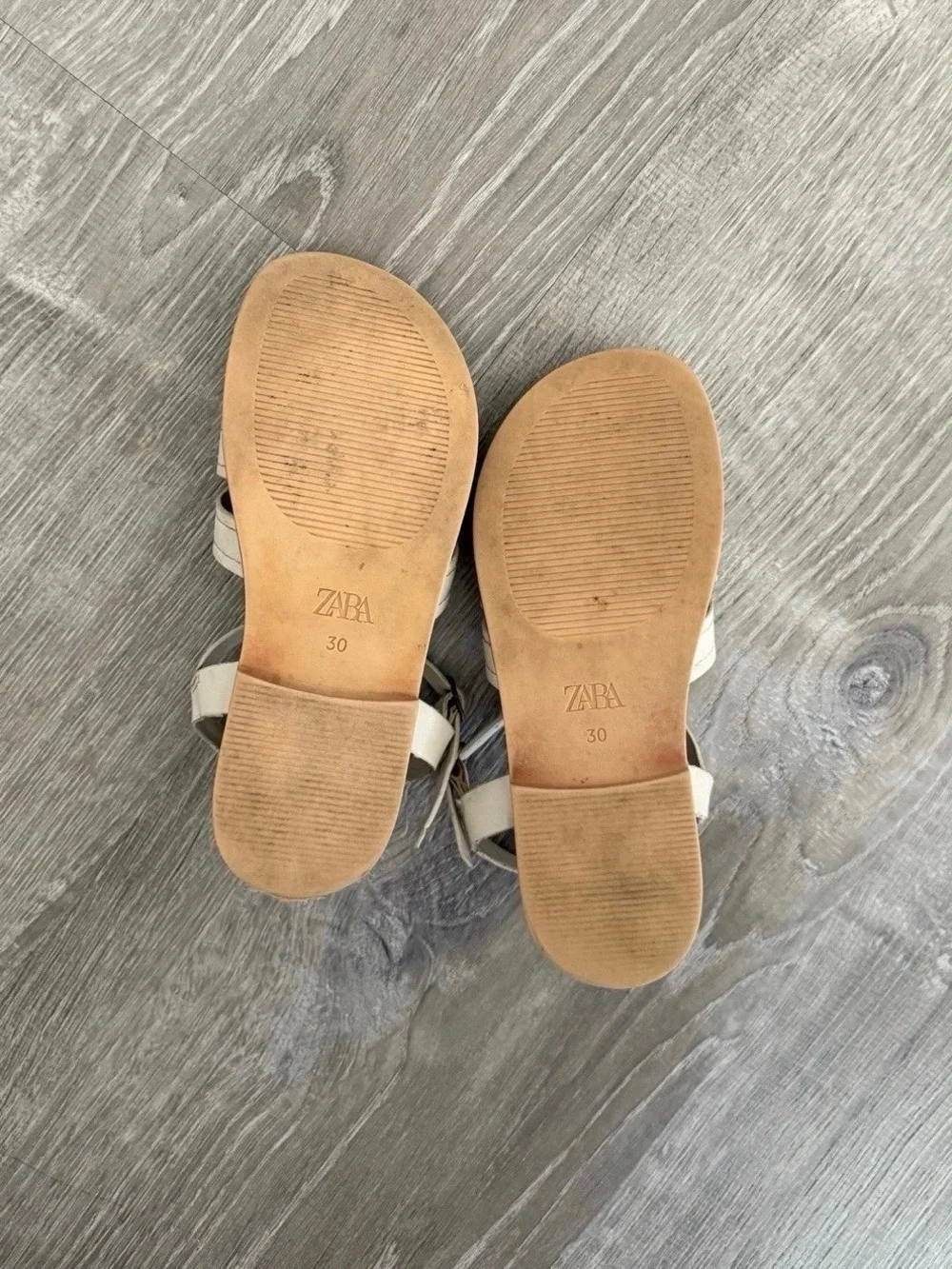 Zara Ivory Leather Strappy Ankle Sandals